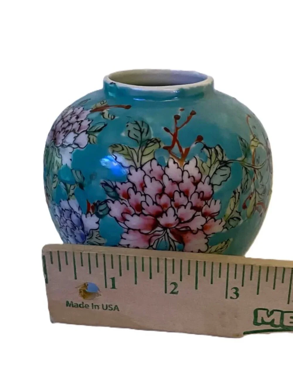 Vtg ACF Japanese Porcelain Ginger Jar Vase Turquoise Chinoiserie